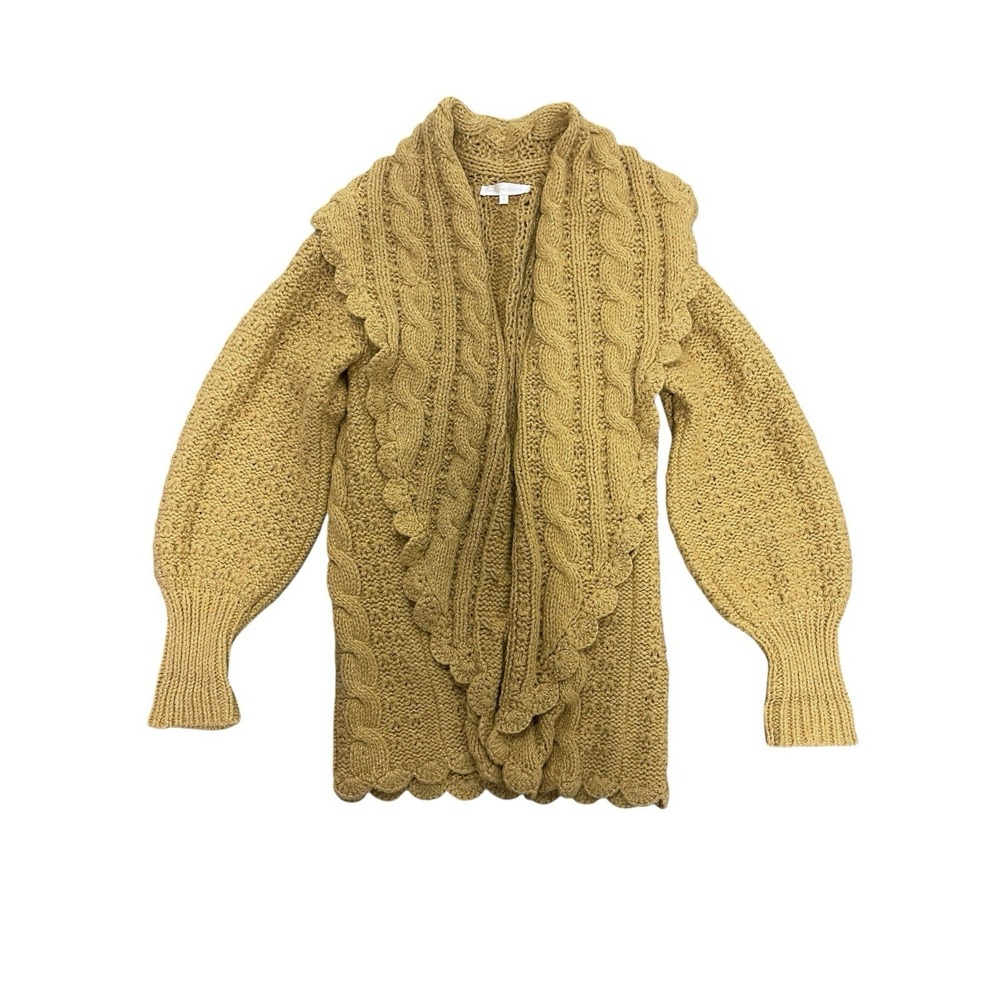 Love Shack Fancy Owen Shawl Thistle Alpaca Chunky Cable Knit Cardigan‎ Sweater S